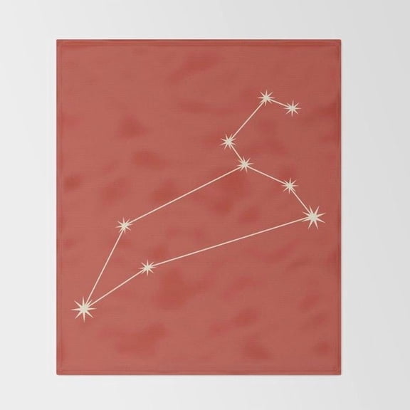 Terracotta Red Star Constellation Fleece Blanket, Polyester Fleece Fabric, 280 GSM, Celestial Style