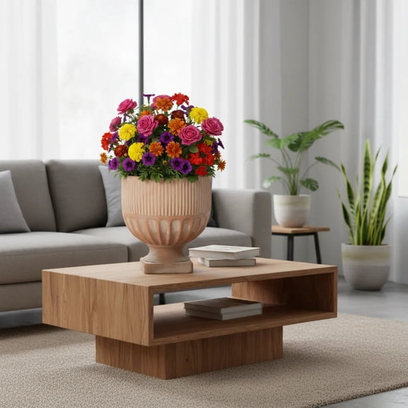 Lou Terracotta Pedestal Planter, Goblet Style Decorative Planter Pot, Rustic Accent