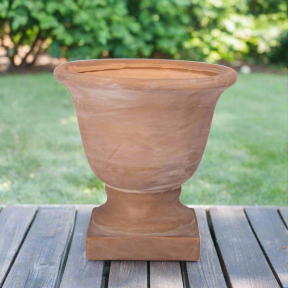 Talon Round Cement Planter Pot, Natural Finish Indoor Outdoor Minimalist Planter