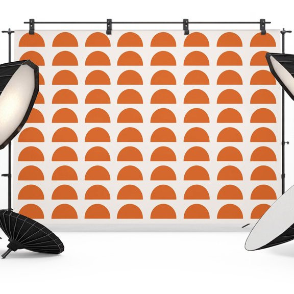 Terracotta Semicircles Backdrops for Photography, Boho Layered Arcs Orange Terracotta Sunset Fabric Photo Background Sturdy Studio Props for Photo Studio, Video Recording, Booth & Photoshoot 10x8ft