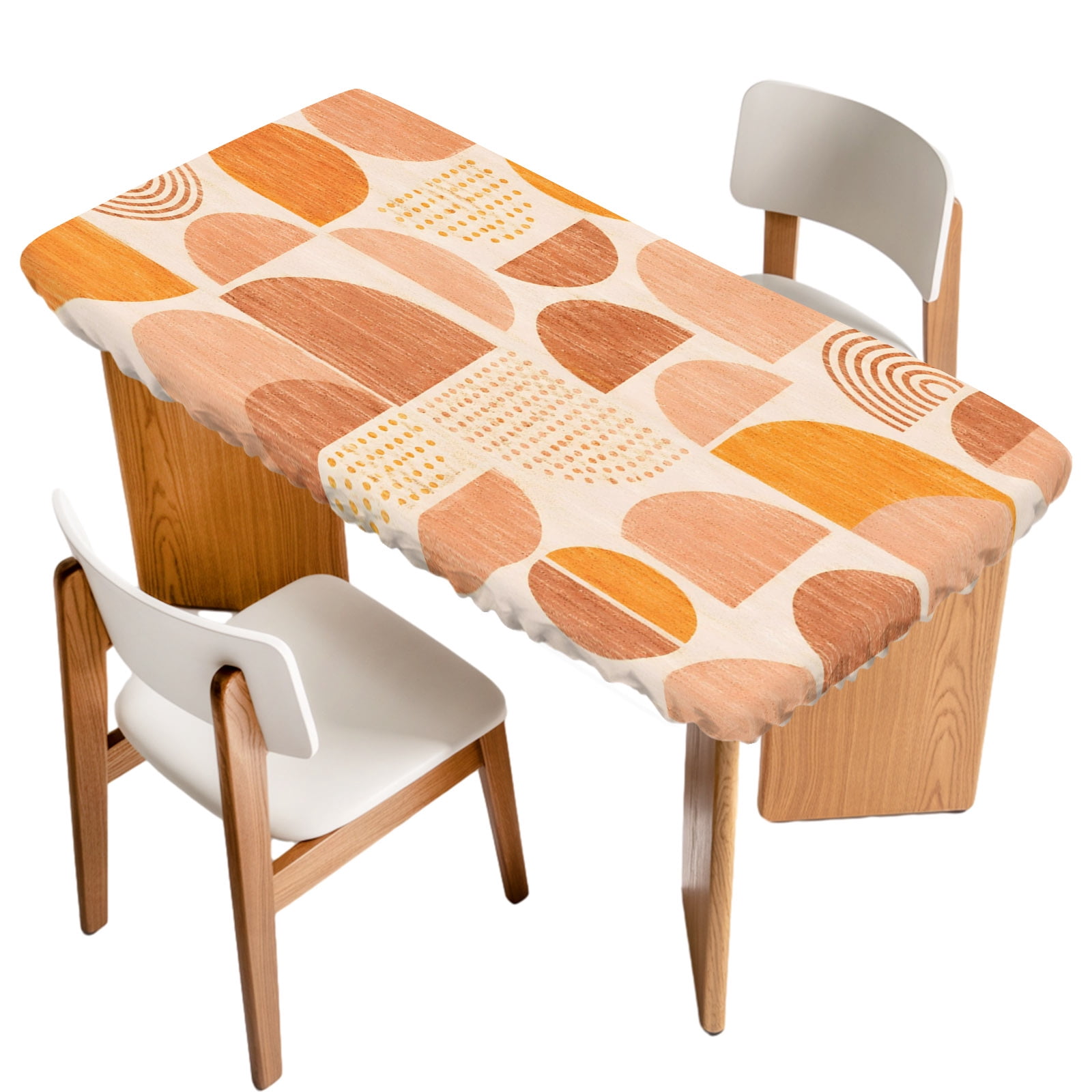 Terracotta Semicircles Fitted Rectangle Tablecloth 24