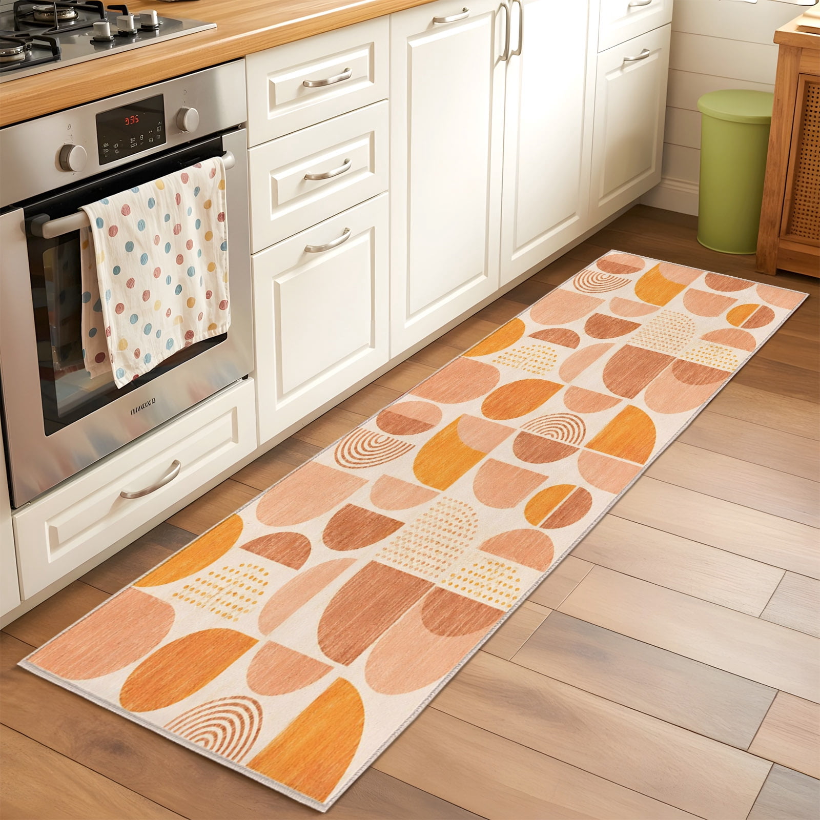 Sunset Rectangle Photo Terracotta Semicircles Rectangle Area Rug 2x6ft Boho Art Modern ...