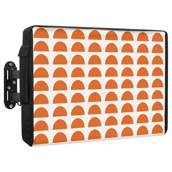 Terracotta Semicircles Waterproof Outdoor TV Cover, Boho Layered Arcs Orange Terracotta Sunset Outside Weatherproof TV Enclosures for 80 to 85 Inch LCD Television Shield Flat Screen Protectors