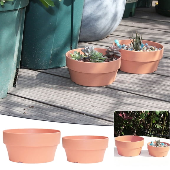 Terracotta Shallow Planters for Succulent - 6.29 Inch Cactus Containers Indoor Garden Bonsai Pots with Drainage Hole - Unglazed Clay Ceramic Pottery Planter