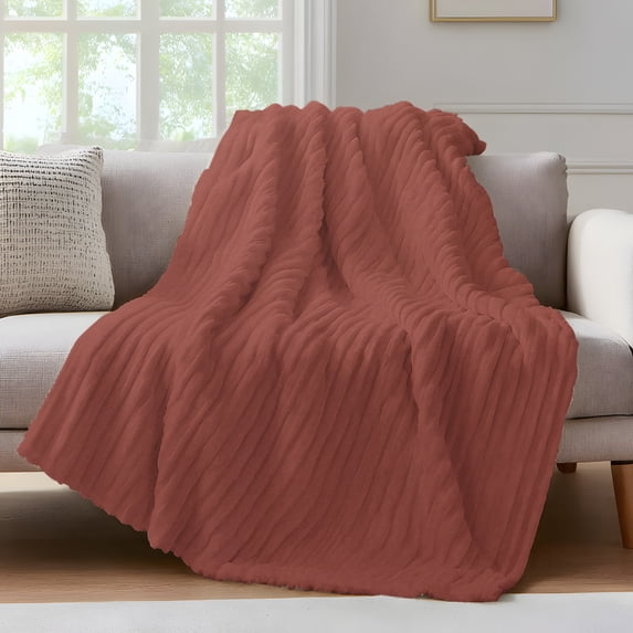 Terracotta Solid Color Fleece Throw Blanket for Couch, Modern Minimalist Pure Color Microfiber Flannel Blanket for All Season, Lightweight Soft Throw Blankets for Women, Girls, Adults, 50"x80"