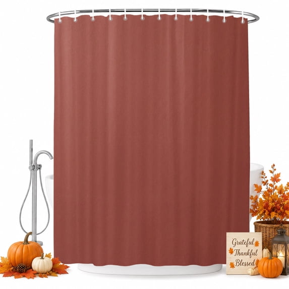 Terracotta Solid Color Shower Curtain, Waterproof Shower Curtains for Bathroom, Modern Minimalist Pure Color Washable Fabric Bathtub Curtain Set Bath Decor with 12 Hooks Long 72"x84"
