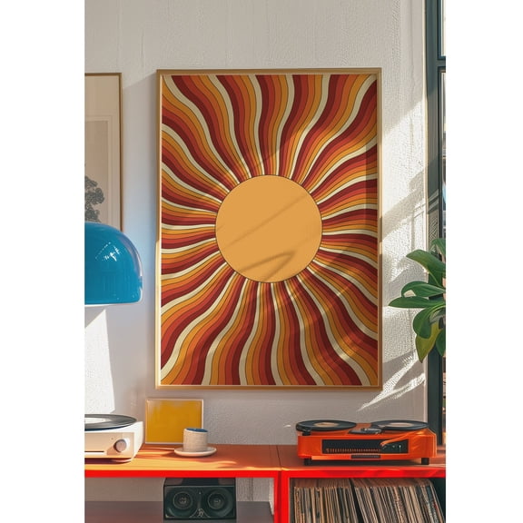 Terracotta Sun Wall Art, Unframed Paper Poster 8x10in