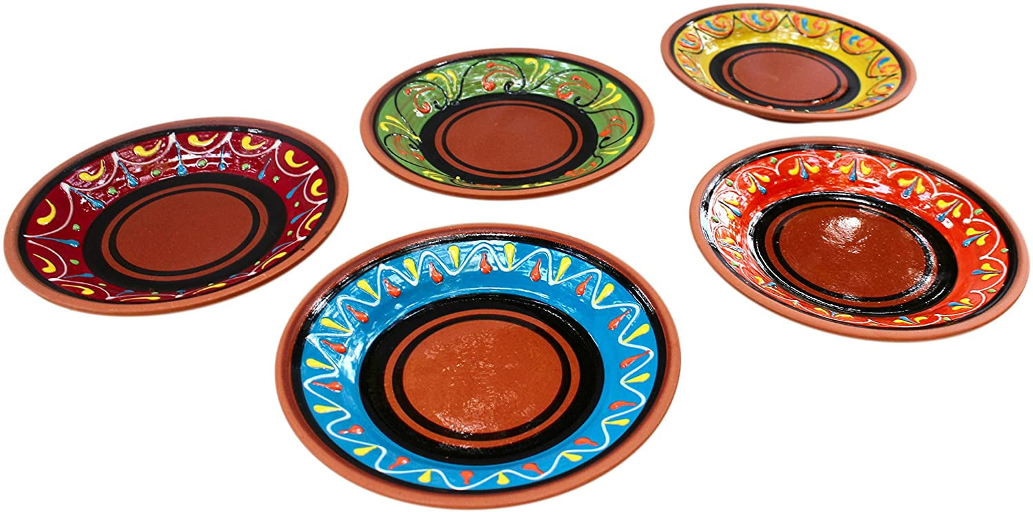 Terracotta Tapa Plates Set of Hand Painted from Spain