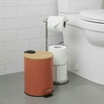 thumbnail image 1 of Terracotta Trash Can with Bamboo Lid and Pedal, 2.5L Capacity, 1 of 7