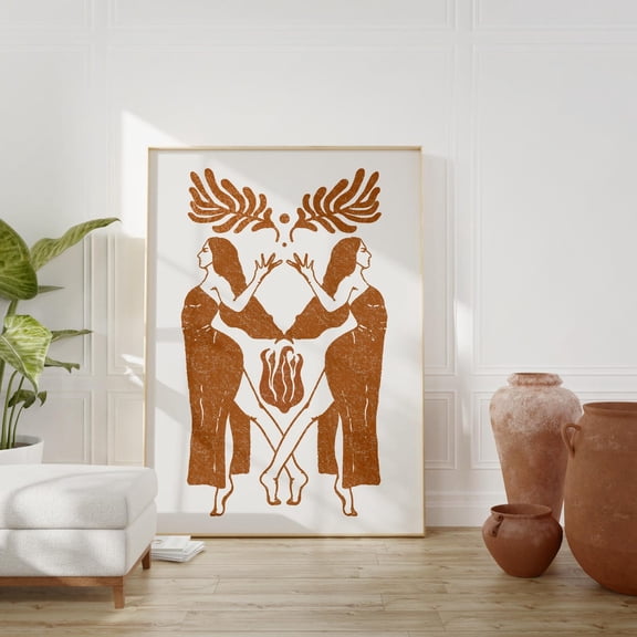 Terracotta Vintage Sisterhood Boho Esoteric Art Unframed Paper Print