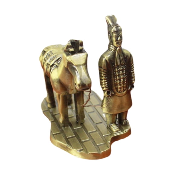 Terracotta Warrior Statue Alloy Ancient Collectible Figurine Chinese Cultural Decor for Home Office Display