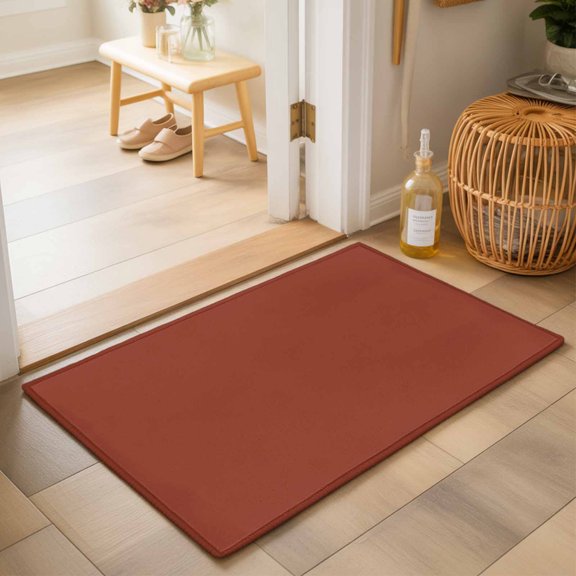 Terracotta Washable Small Entryway Area Rugs 2'x3', Rustic Red Solid Background Autumnal Rustic Farmhouse Washable Throw Rug Non-Slip Sturdy Edge Binding Carpet for Front Door Floor Room Entry