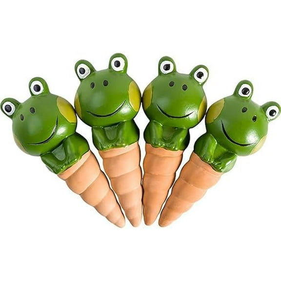 Terracotta Watering Stakes Large Head 4-Pack - Eco-Friendly Indoor/Outdoor Automatic Plant Hydration System, Delightful Slow Release Watering for Time-Saving Care