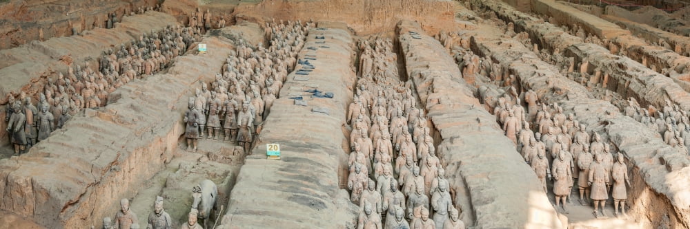 Terracotta warriors and horses Xian Shaanxi Province China Canvas Art - Panoramic Images (6 x 18)