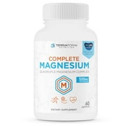 Terraform Nutrition Complete Magnesium Complex - 4 Forms of Magnesium Glycinate, Malate, Oxide & Citrate Plus Aquamin for Support of Muscles, Sleep, Energy & Relaxation - 60 Capsules
