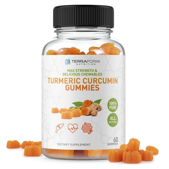 Terraform Nutrition Turmeric Curcumin Gummies with Black Pepper - 1 Month Supply