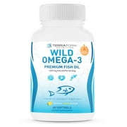 Terraform Nutrition Wild Omega 3 Fish Oil 2400mg per Serving - Burpless, Lemon Flavored Non-GMO, Gluten Free, Soy Free – 30 Servings