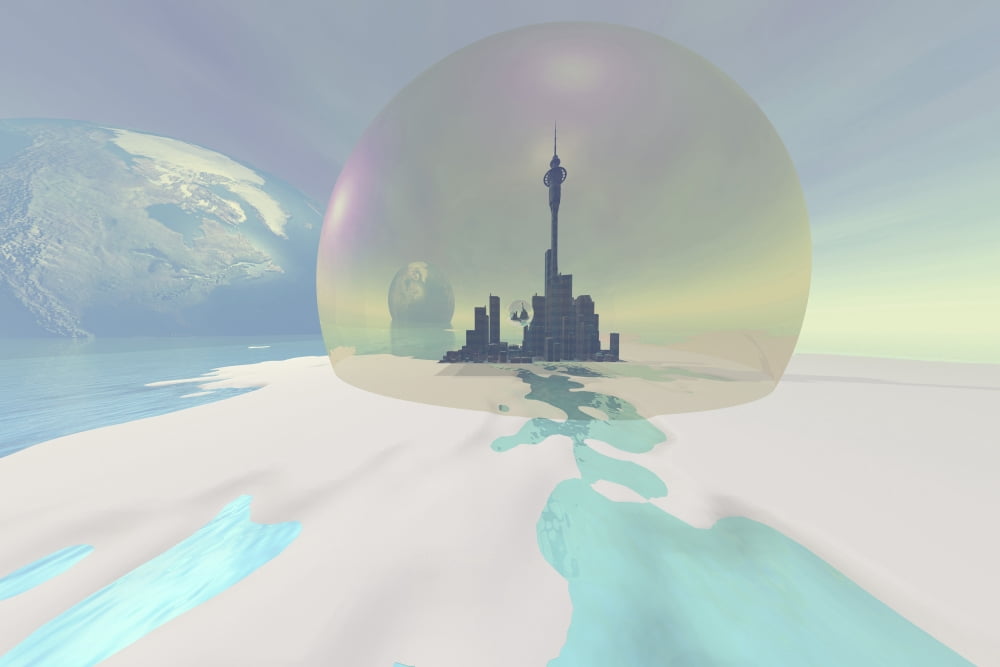 Terraforming the moon with a new city under the protection of a dome Canvas Art - Corey FordStocktrek Images (18 x 12)