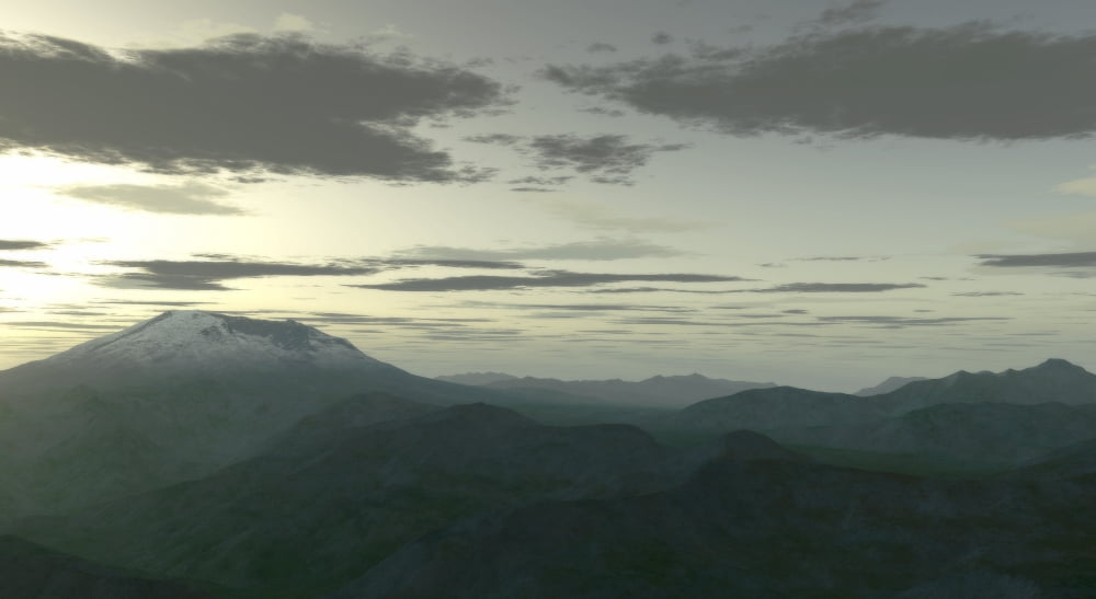 Terragen render of Mt St Helens Washington at twilight Canvas Art - Rhys TaylorStocktrek Images (38 x 21)