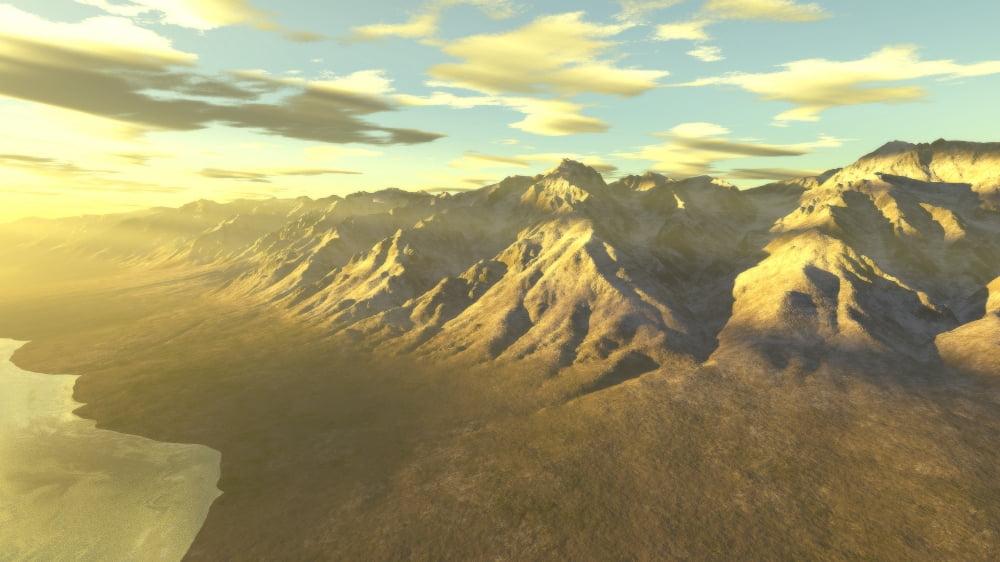 Terragen render of Mt Whitney California at dawn or sunset Canvas Art - Rhys TaylorStocktrek Images (19 x 11)