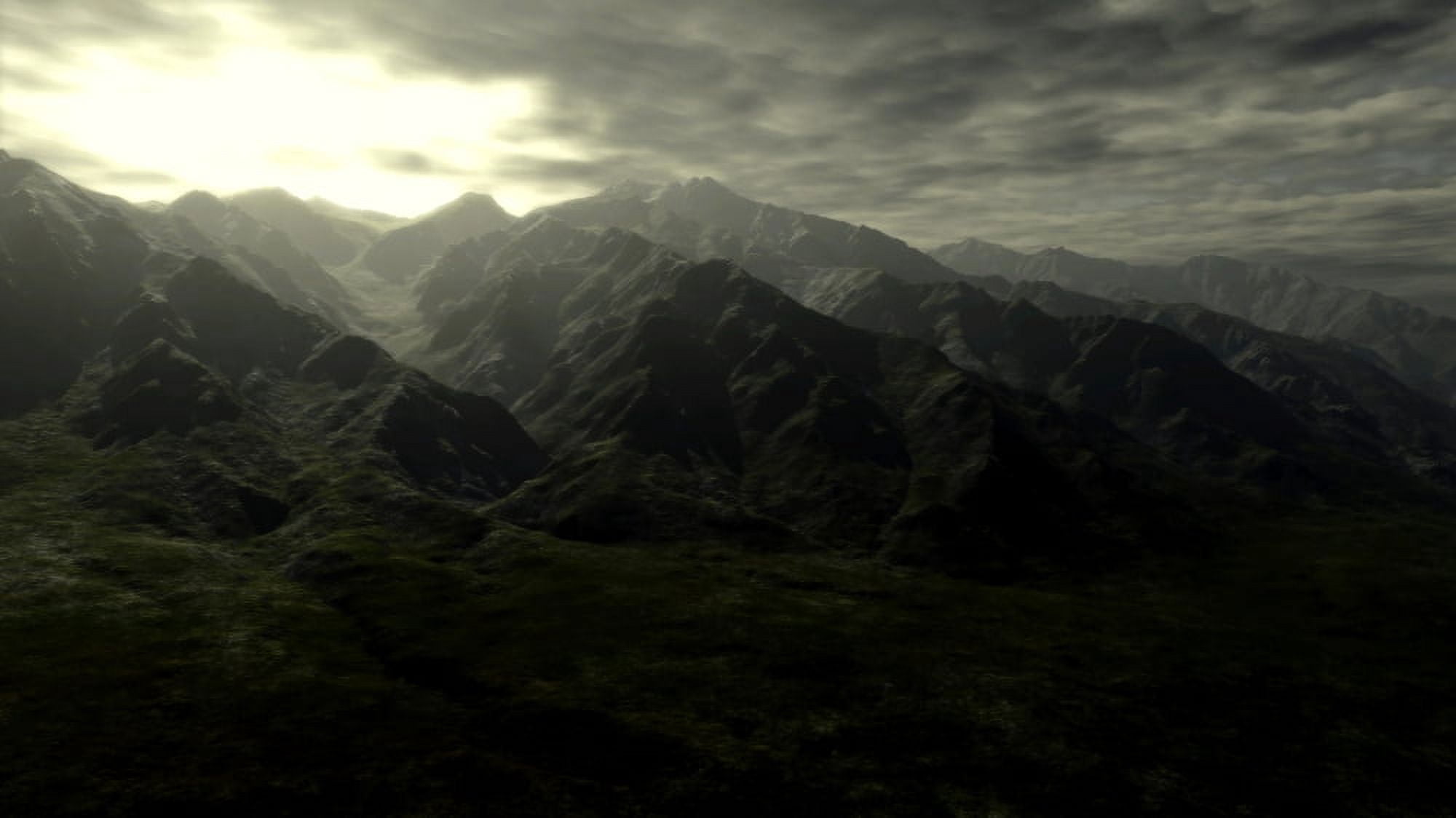 Terragen render of Mt Whitney California under a dark sky Canvas Art - Rhys TaylorStocktrek Images (38 x 21)