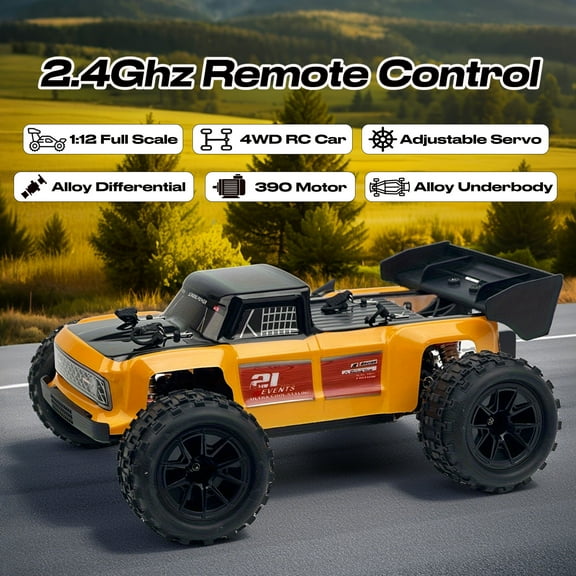 All Terrain 1:12 Off Road Vehicle, Outdoor Drifting, Racing, Climbing, 2.4Ghz Remote Control, Modular Battery, Strong Stell Metal Gear, Proportional Throttle/Steering, Ajustable Shock Absorption
