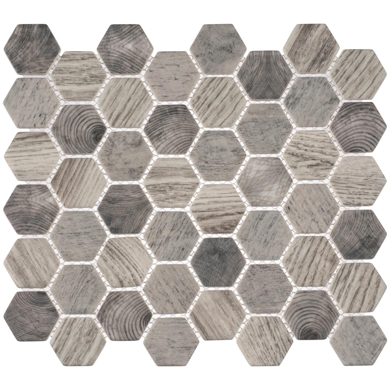 Ashwood Hexagon Glass Mosaic Tile for Bathroom and Shower