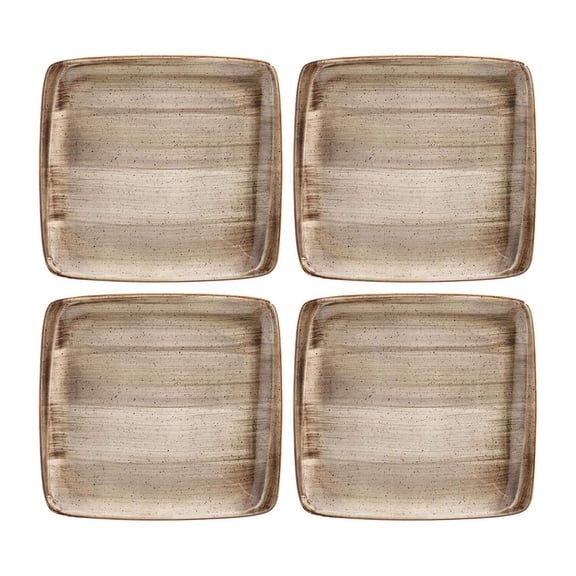 Terrain 6.25" x 5.75" Square Brown Porcelain Plate (Set of 4)