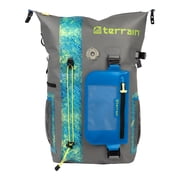 Terrain  Adventure Waterproof Backpack, Storm Gray & Realtree  MAKO Aqua Blue