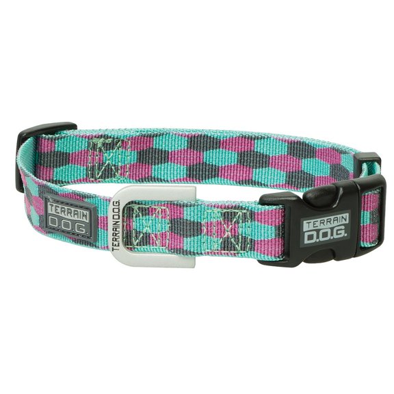 Weaver Leather Terrain D.O.G. Collar: Stylish, Durable & Comfortable for Your Pup Mint/Pink/Gray Honeycomb / 3/4" x 9"-13"/Small