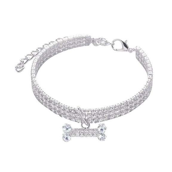 Pet Collars Stylish Dog Three Rhinestone Bone Necklace Adjustable for Small Medium Large Dogs for Boys and Girls