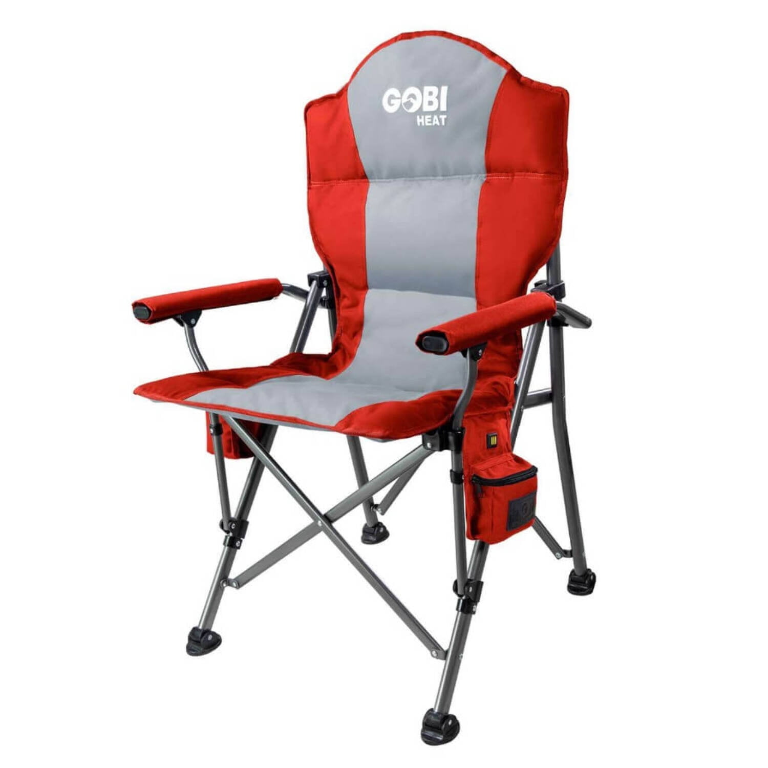 Flare Red and Gray Heated Camping Chair with Steel Frame