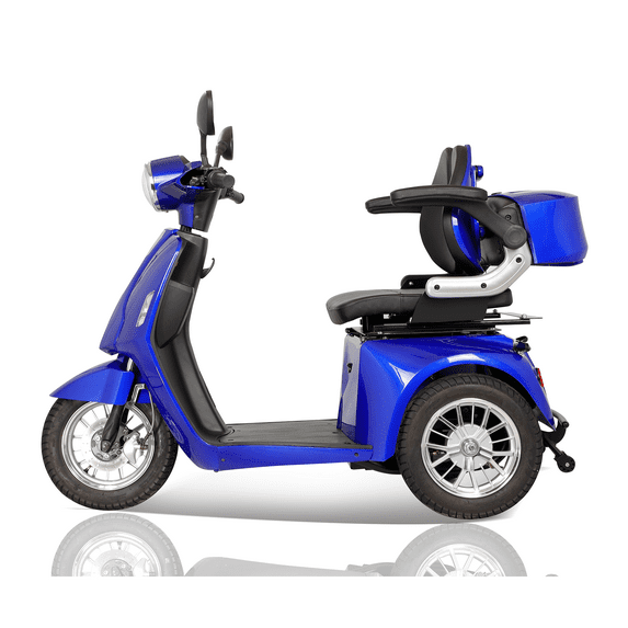 All Terrain Mobility Scooters for Seniors & Adults 500lbs Capacity - Electric Powered Wheelchair Device - 800W Heavy Duty Medical Mobility Scooter for Travel, Elderly-Full LED Lighting- Blue