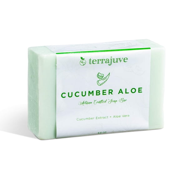 Terrajuve 6.6 oz, Large Cucumber Extract Artisan Bar Soap Natural, Organic, Made in USA Valentines Gift