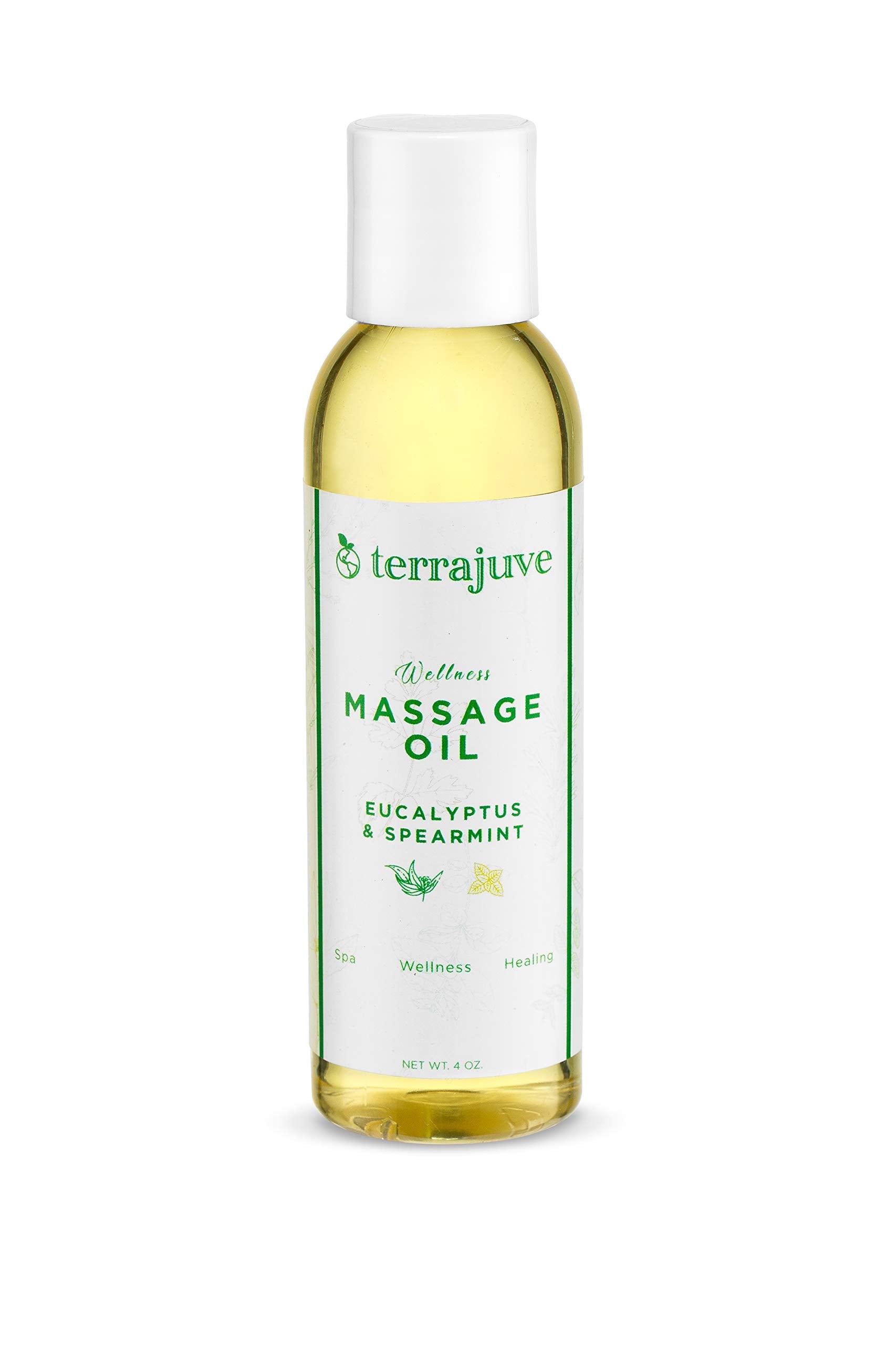Terrajuve 4 oz Eucalyptus Spearmint Massage & Bath Oil - Spa Wellness Healing