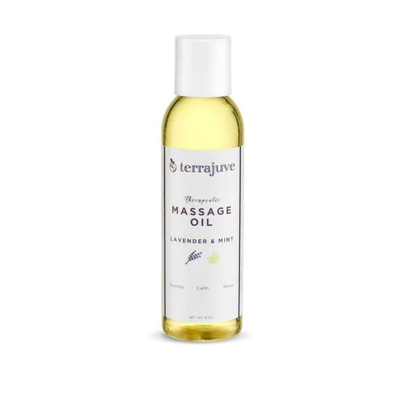 Terrajuve Aromatherapy 4oz Lavender and Mint Massage & Bath Oil - Soothe Calm Relax