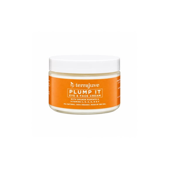 Terrajuve Plump it Eye and Face Moisturizer Cream Anti-Aging, Wrinkle Reduction, Day and Night Skin Hydration for Men and Women, Pure, Organic, All Natural, Made in USA (4oz)