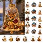Terraloom Reindeer Christmas Bell Ornament, 3.94‑Inch Light‑Up Rudolph Reindeer Scene Hanging Decoration, Clear Transparent Plastic Ornament for Christmas Tree, Window & Mantel Holiday Decor