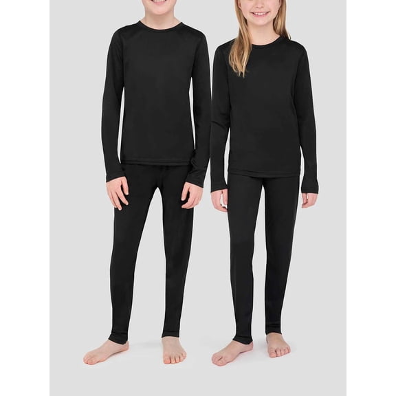 Terramar Kid's 4.0 Thermafleece Set - 2 Piece - Black