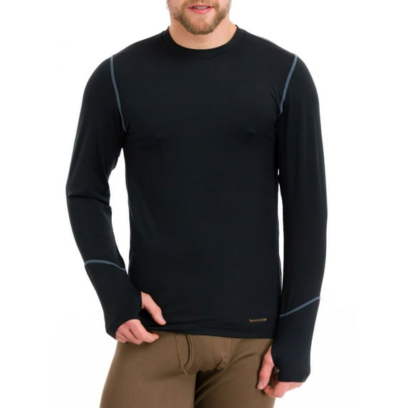 Terramar Men's Thermolator 2.0 Crew Shirt, Black, Small