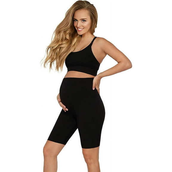 Terramed Just Think Comfort Maternity Shorts Over The Belly | Pregnancy Biker Shorts | Maternity Shapewear for Pregnant Women (XX-Large, Black)