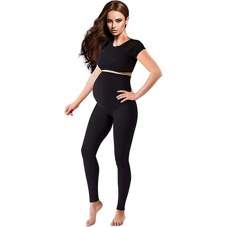 Terramed Maternity Leggings Active Wear Over The Bump Pants Pregnancy  Shaping Over The Belly Postpartum Breastfeeding (XX-Large, Black) 
