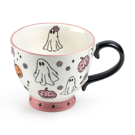 Terramoto Ceramic 16oz Haunted Harvest Pink Latte Mug Grace Teaware