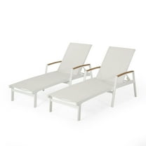 Terrance Outdoor Wicker and Aluminum Chaise Lounge, Set of 2, White