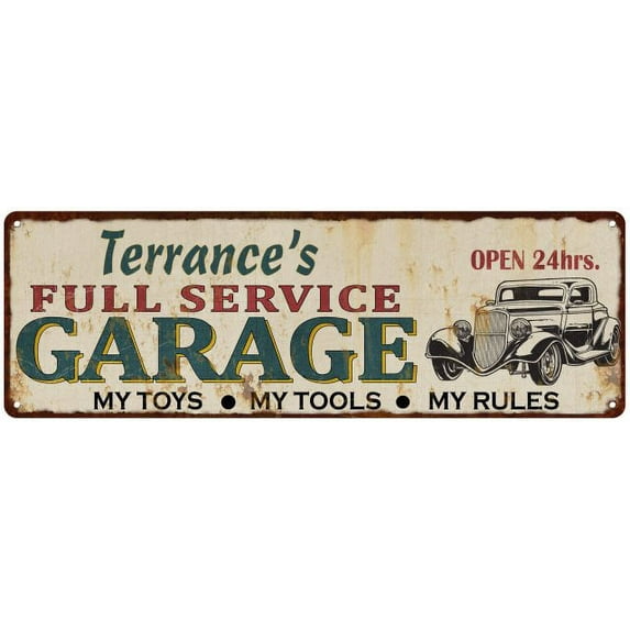 Terrance's Full Service Garage Metal Sign 6x18 Rusty Man Cave 206180047455