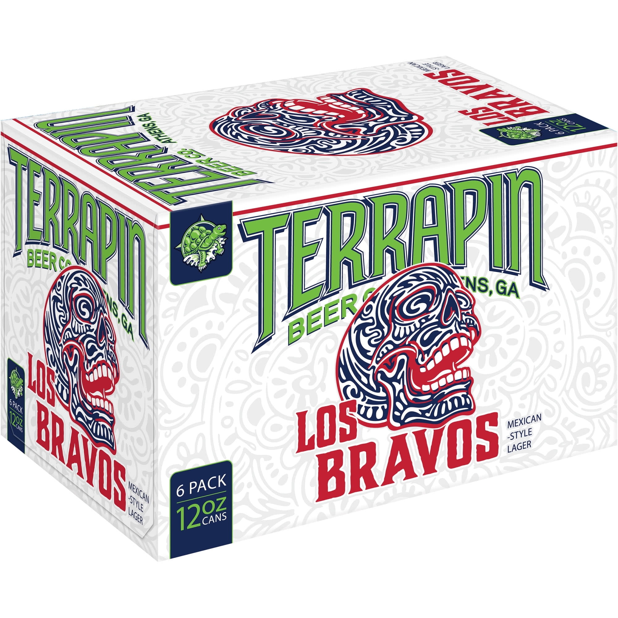 Terrapin Beer Company, Los Bravos, Lagers, Craft Beer, 6 Pack, 12 fl oz Aluminum, 4% ABV,