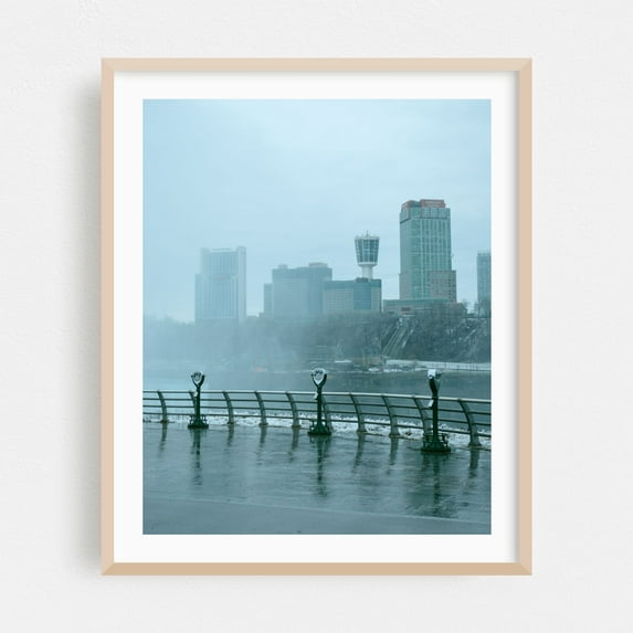 Terrapin Point, Niagara Falls 02 - Niagara Falls New York Photography City Cityscape Winter Architecture Skyline Snow Scenic Oak Framed Wall Art Print 20 x 24 inches