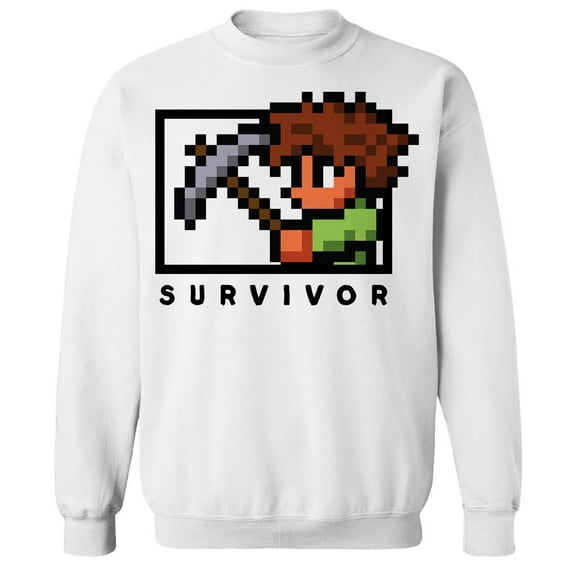 Terraria Survivor Graphic White Men's Cotton Pullover Sweatshirt