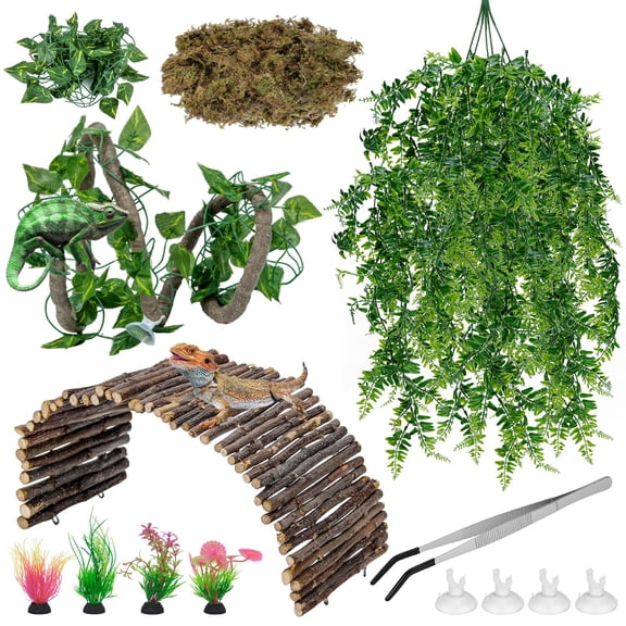 Terrarium Habitat Decor Set for Reptiles and Small Pets