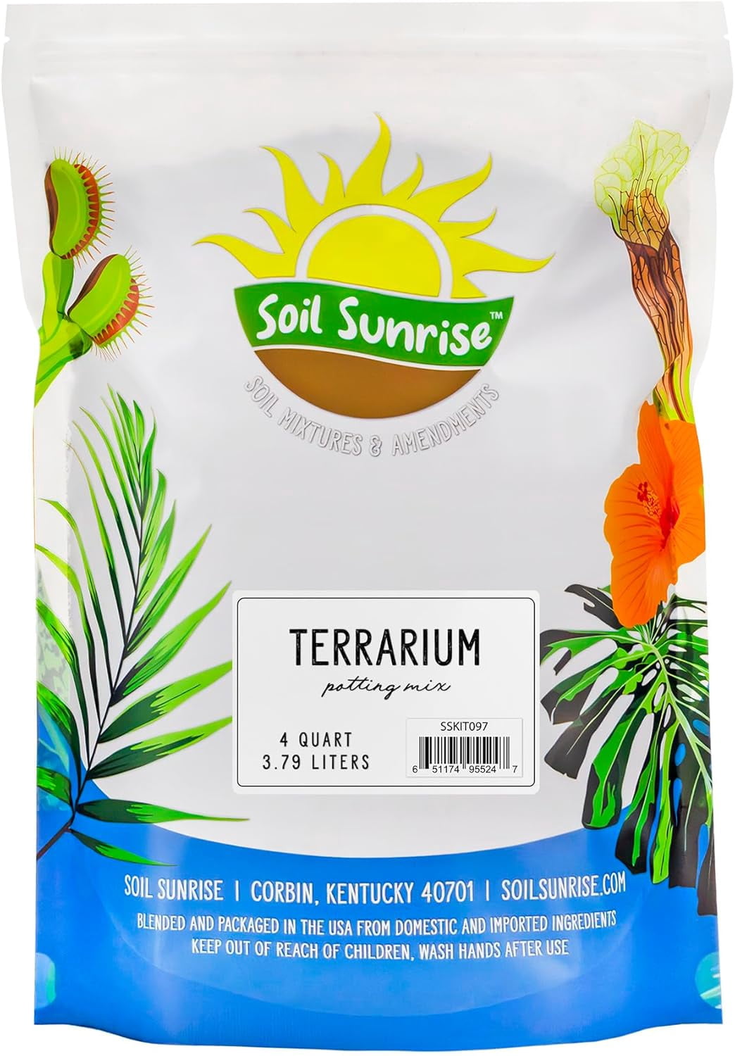 Terrarium Potting Mix (4 Quarts) w/Blended Filtering Charcoal Custom Made for Terrariums